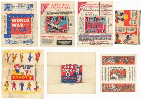 1930s "R"-Gum Cards Non-Sports Wrappers Collection (7 Different)